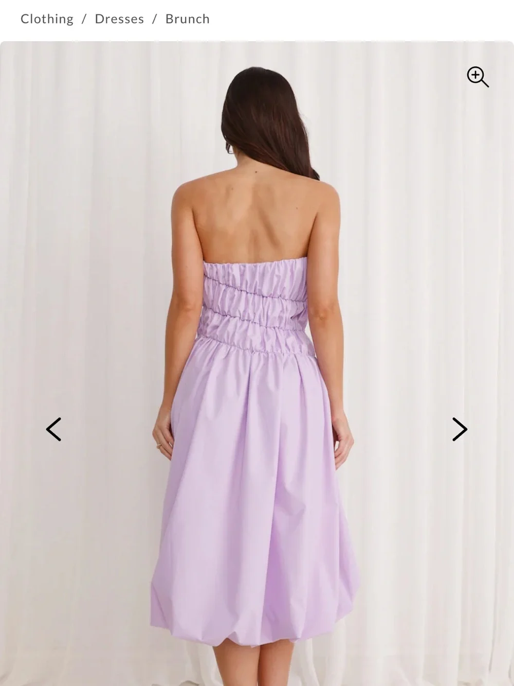 HELLO MOLLY STELLA STRAPLESS BUBBLE MIDI DRESS LILAC